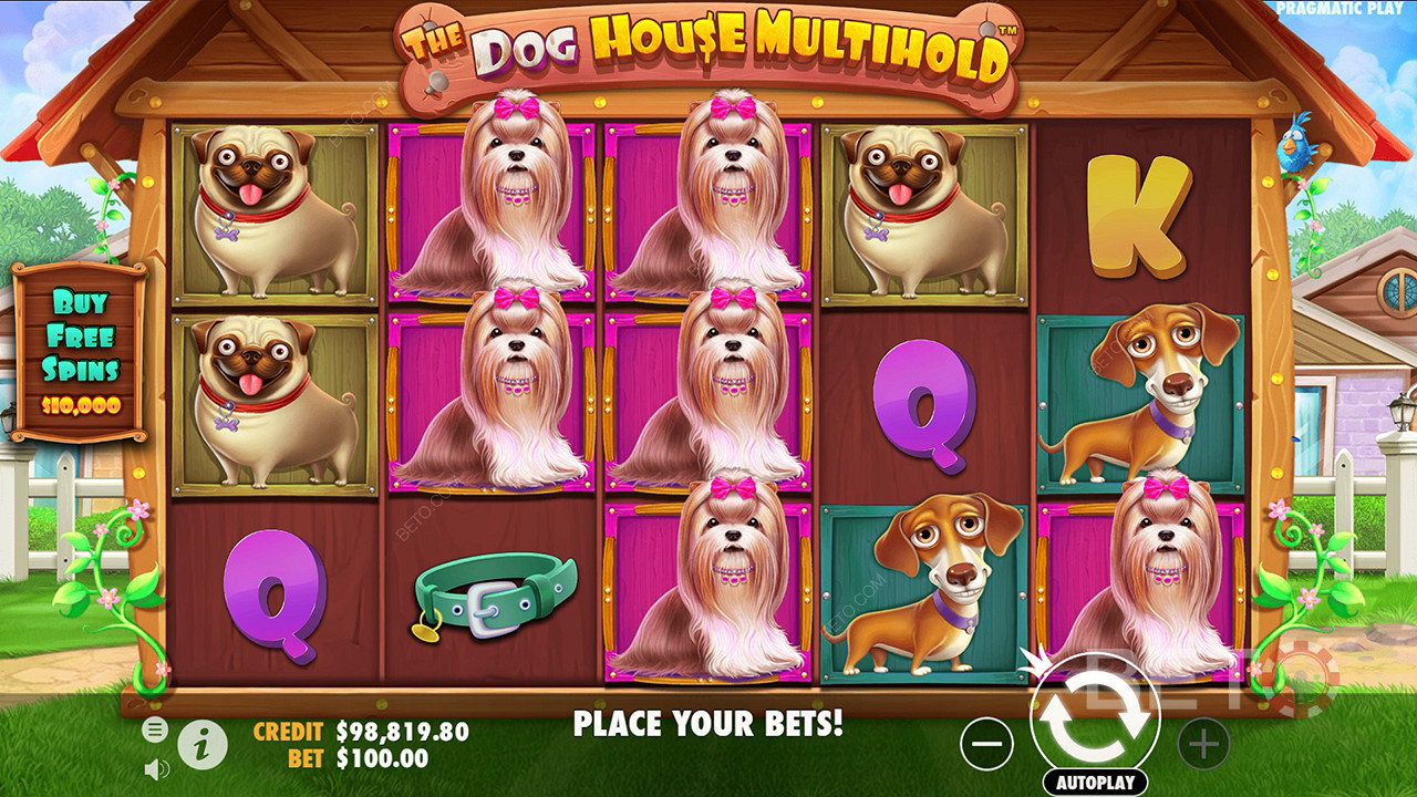 Tuomio The Dog House Multihold Video Slot -videokolikkopelistä