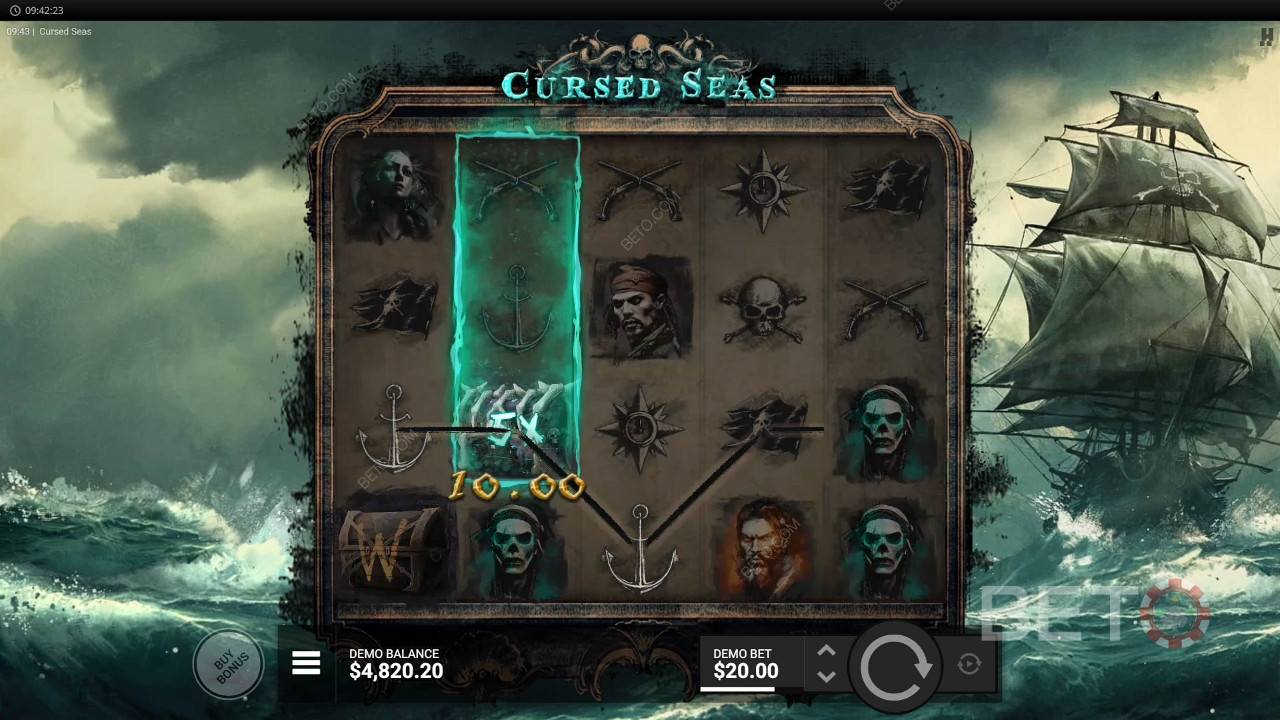 Voita 12,500 panoksesi Cursed Seas -videokolikkopelissä!