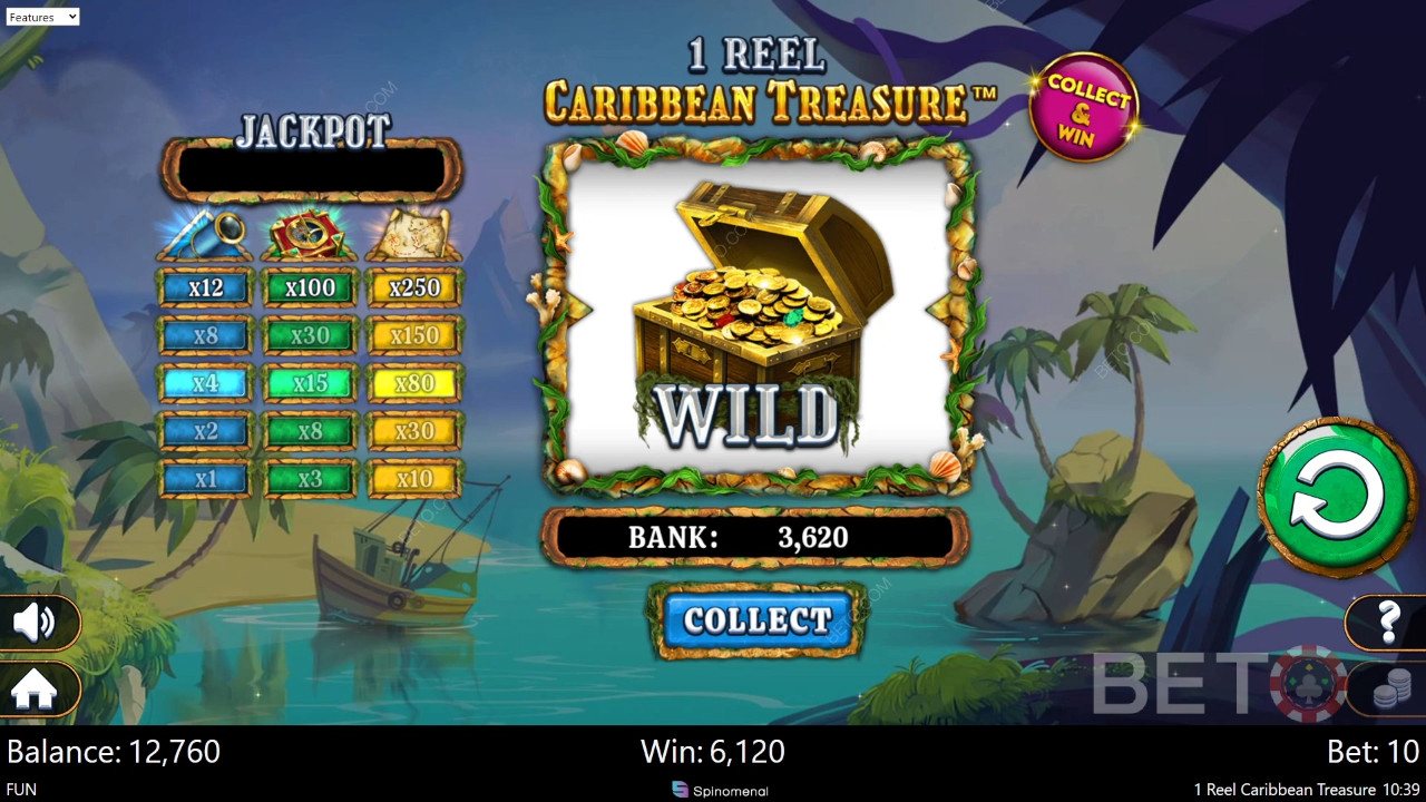 1 rullan Caribbean Treasure arvostelu by BETO Slots