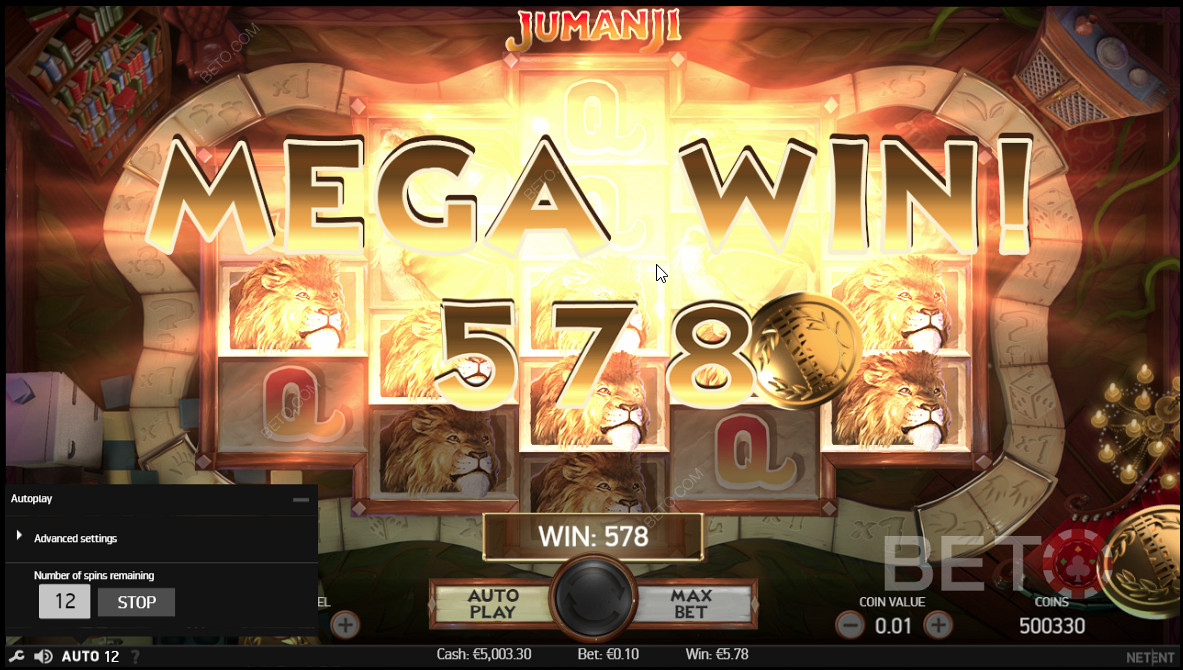 Mega Win Jackpot Jumanji -pelissä