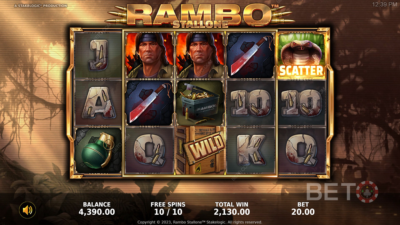 Nauti ikoniseen elokuvaan perustuvasta kolikkopelistä pelaamalla Rambo-kolikkopeliä.