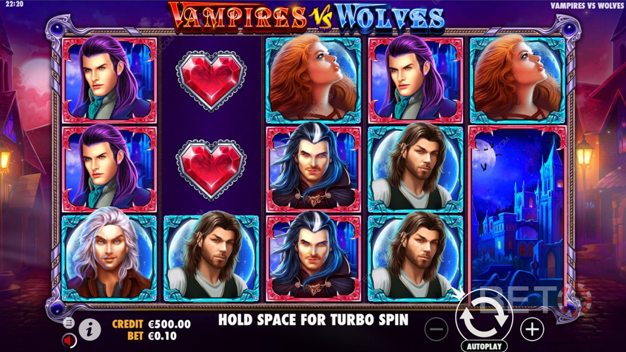 Vampires vs. Wolves -sarjan viiden rullan ja kolmen rivin rakenne.