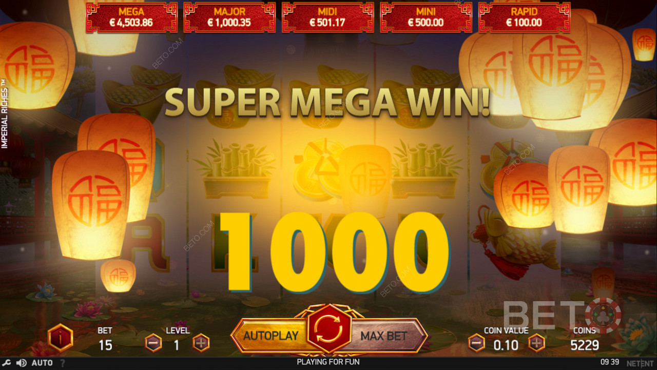 Super Mega-voiton saaminen Imperial Riches -pelissä