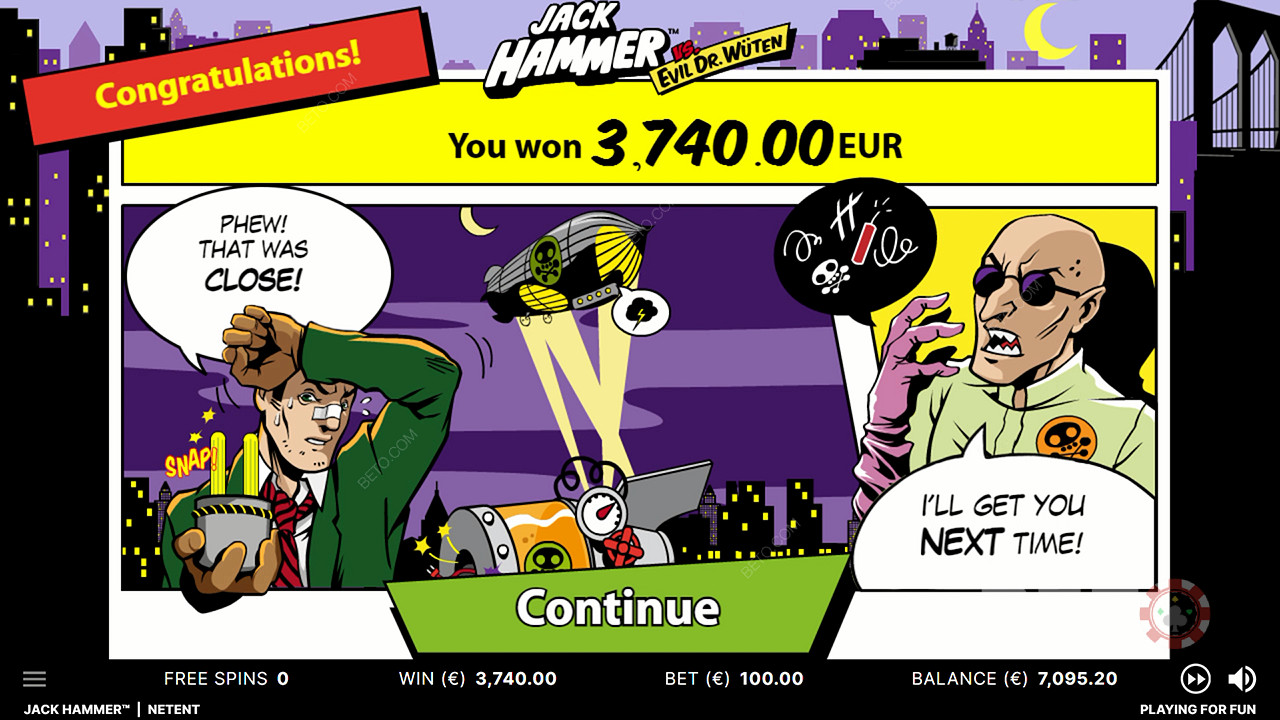 Nauti valtavista voitoista ja upeasta tarinasta Jack Hammer -nettikolikkopelissä.
