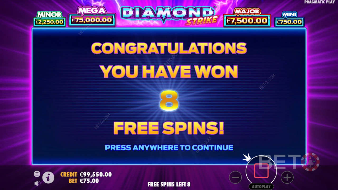 Voita 1,000x panoksesi Diamond Strike -kolikkopelissä!