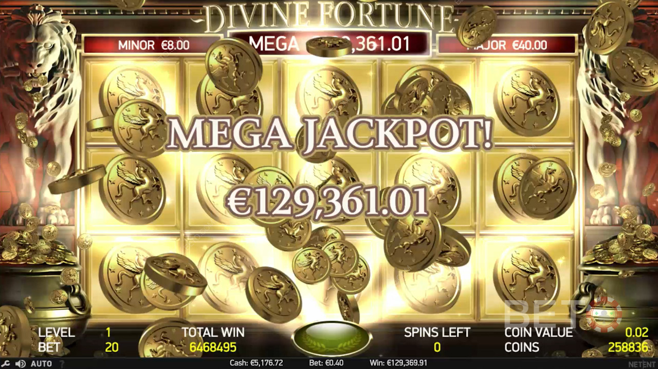 Megajackpotin voittaminen on Divine Fortunen tärkein vetonaula.