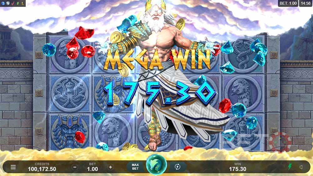 Mega-voiton saaminen Ancient Fortunes: Zeus -kolikkopelissä