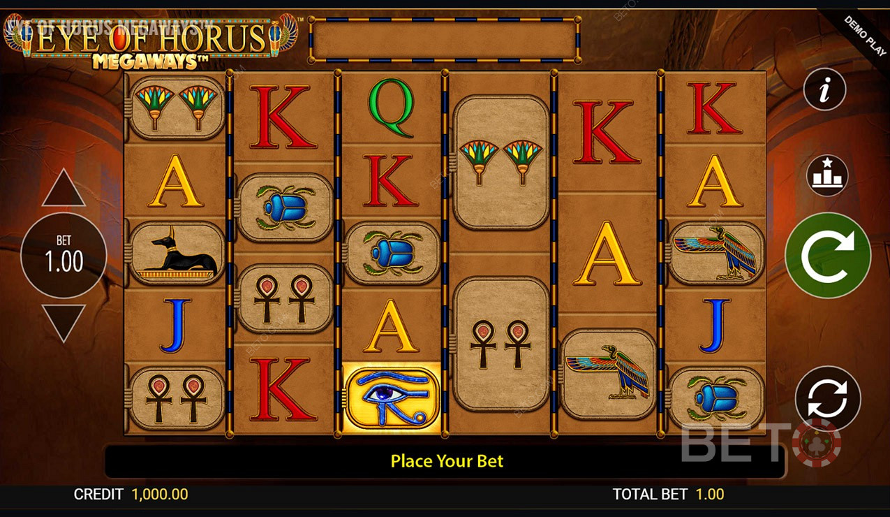 Eye of Horus Megaways -nettikolikkopelissä on yhteensä 15 625 voittotapaa.