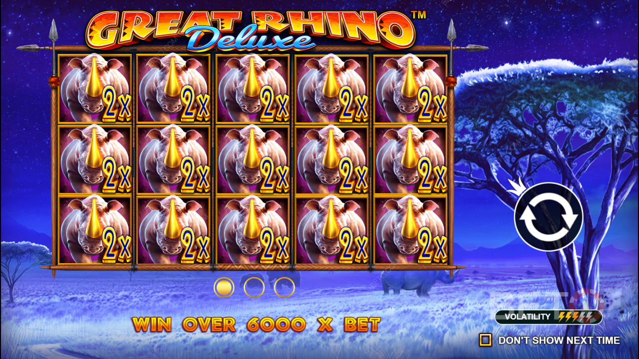 Voita 6,242x panoksesi Great Rhino Deluxe -kolikkopelissä!