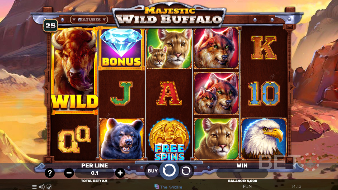 Majestic Wild Buffalo arvostelu by BETO Slots