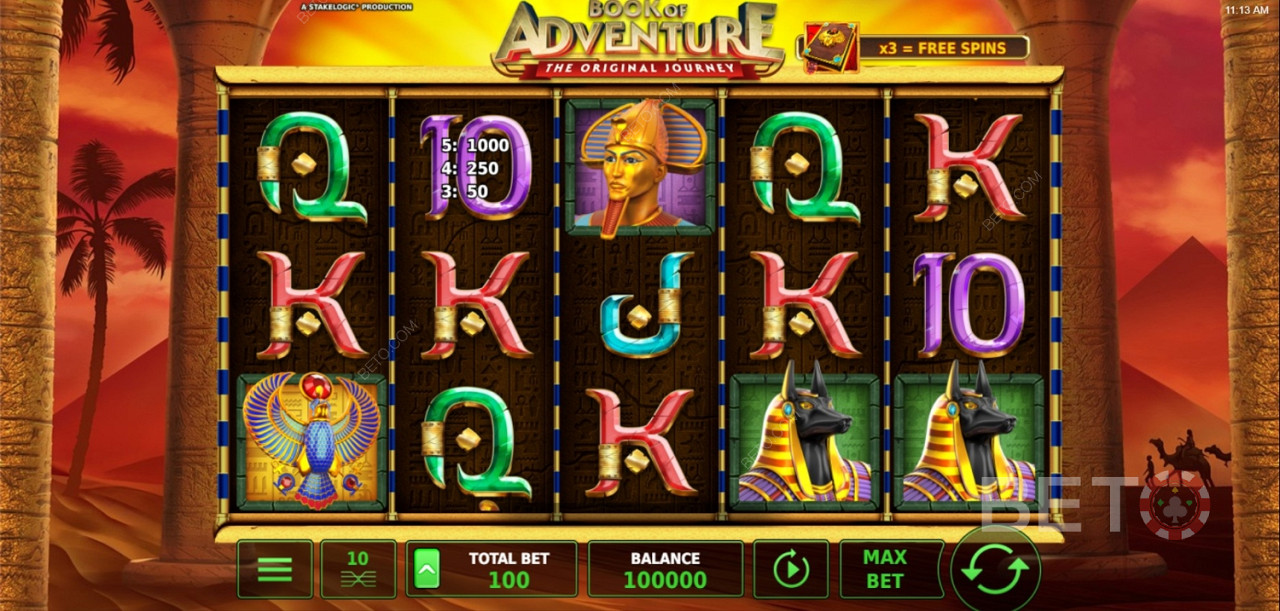 The Book of Adventure on muinaisen Egyptin teemalla varustettu nettikolikkopeli.