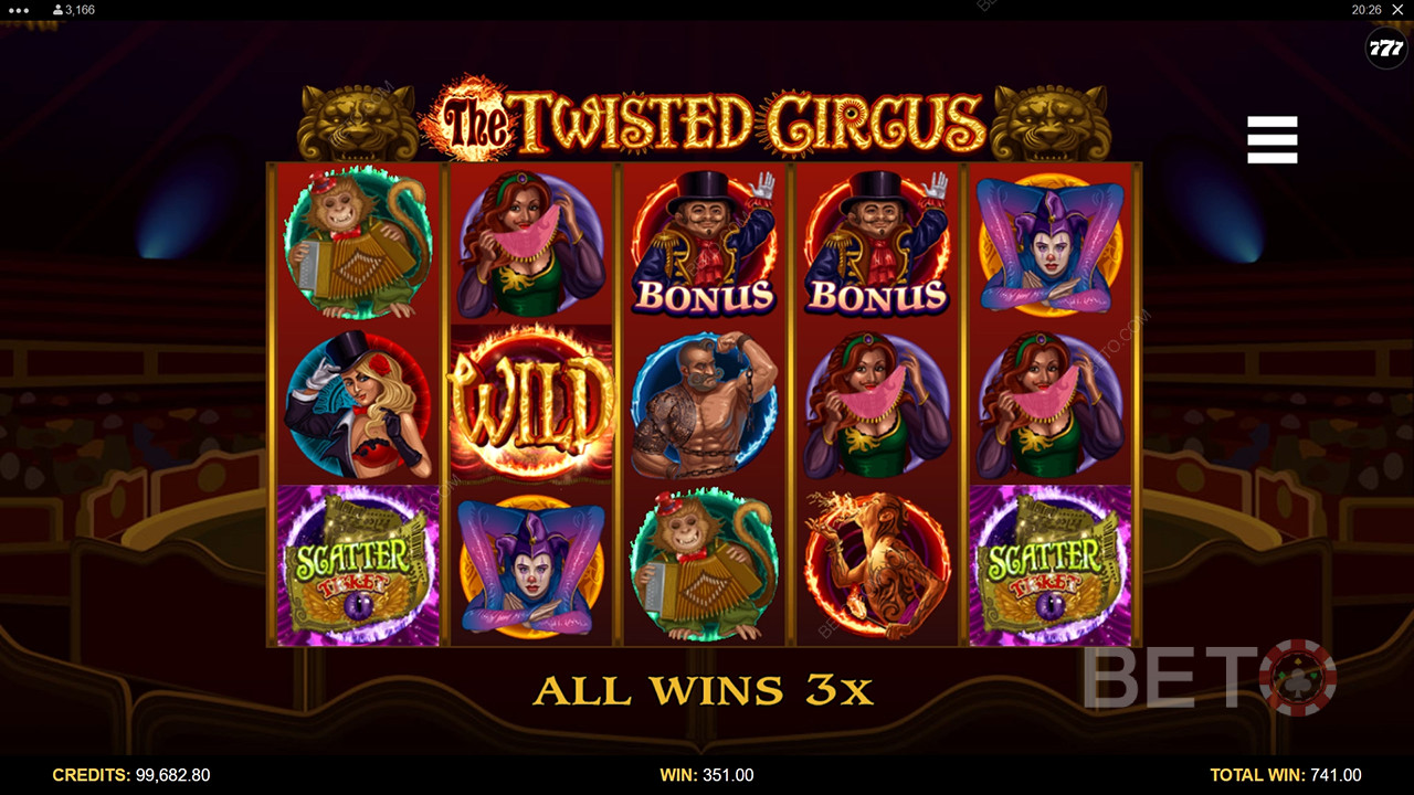 The Twisted Circus: Kierrettävän kolikkopelin arvoinen nettikolikkopeli?