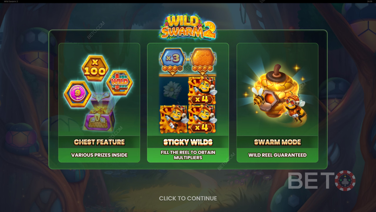 Bonusominaisuudet selitetään osoitteessa Wild Swarm 2 by Push Gaming