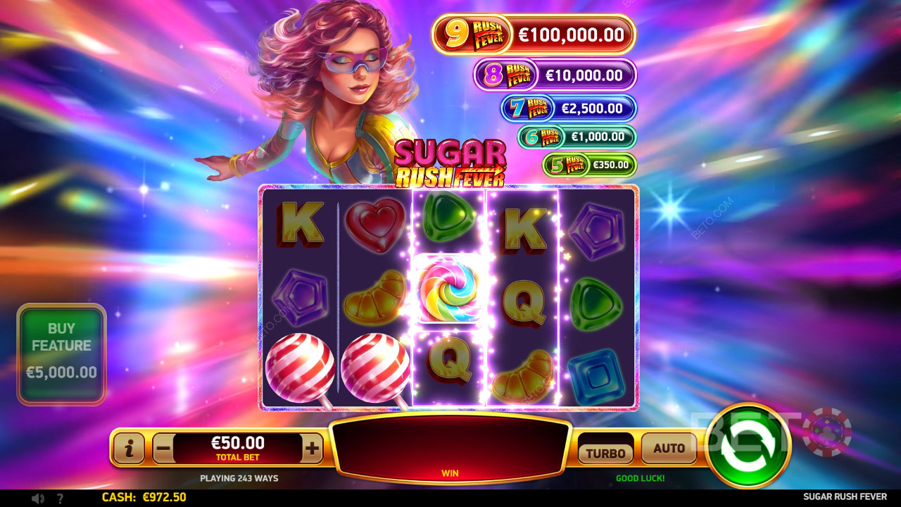 RubyPlayn Sugar Rush Feverin pelaaminen
