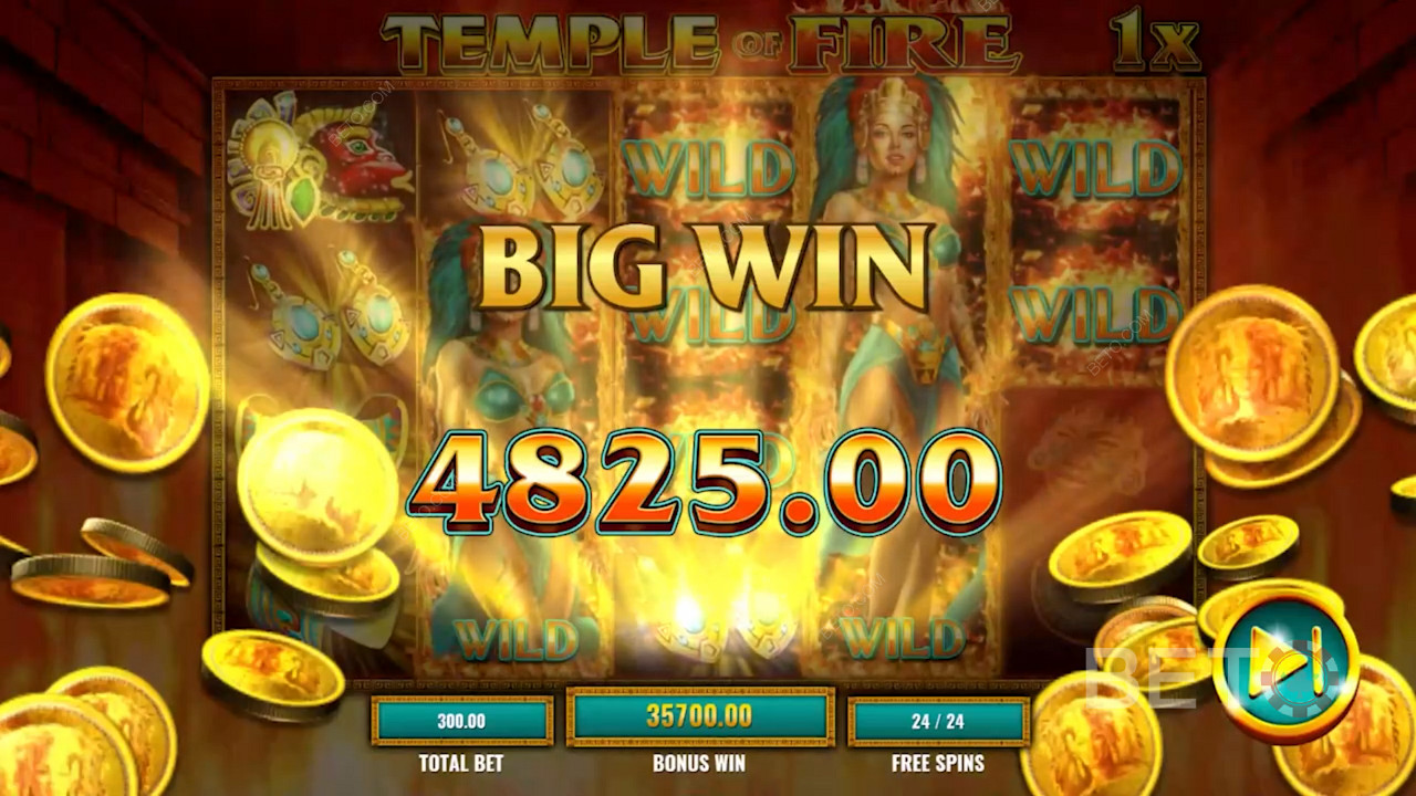 Iso voitto Temple of Fire -nettikolikkopelissä