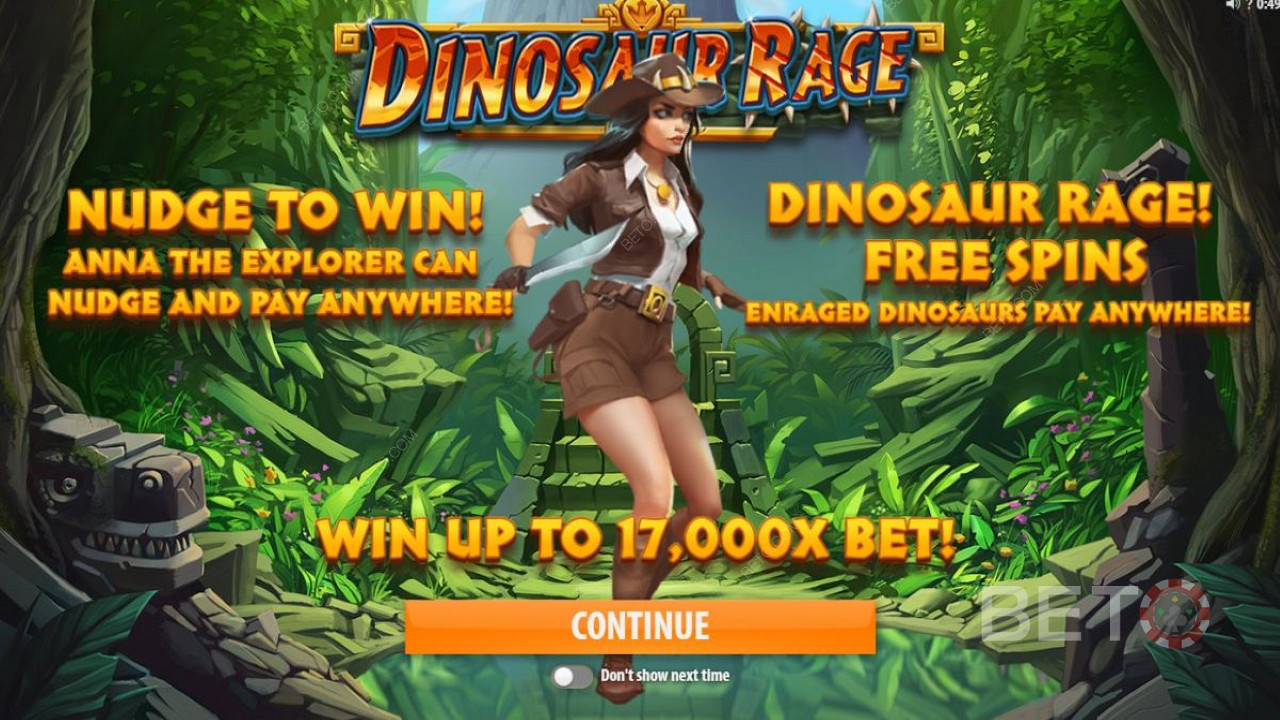 Dinosaur Rage -videokolikkopelin intronäyttö Wild-teemalla