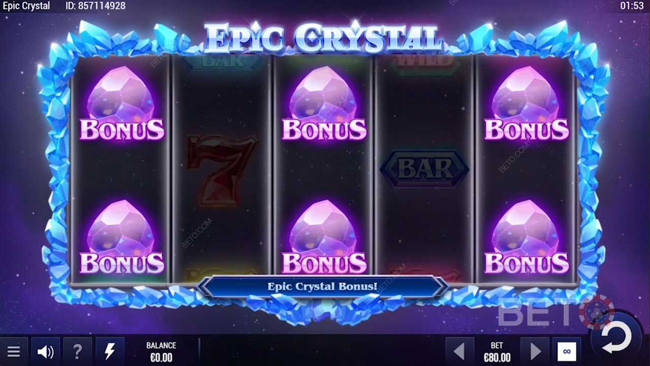 Epic Crystal -pelin bonuskierroksen käynnistäminen