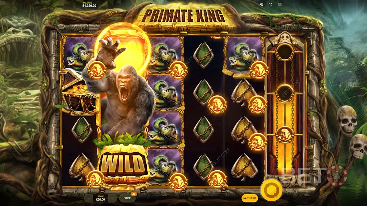 Red Tiger Gamingin Primate King on täynnä upeita bonusominaisuuksia.