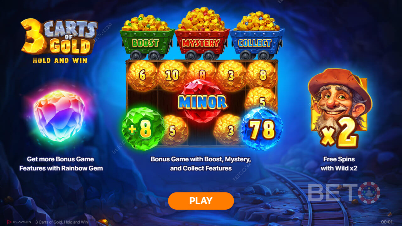 Bonusominaisuudet selitetty 3 Carts of Gold: Hold and Win by Playson