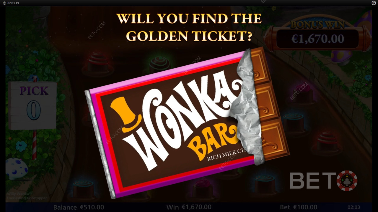 Tuomio Willy Wonka Everlasting Gobstopper kolikkopelistä verkossa