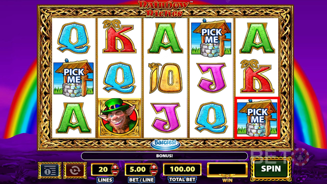 Symbolit Rainbow Riches kolikkopelissä.