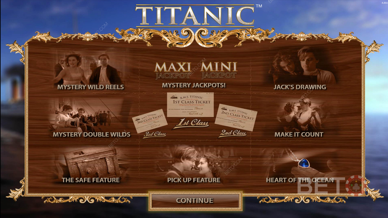 Nauti lukuisista ominaisuuksista Titanic-videokolikkopelissä