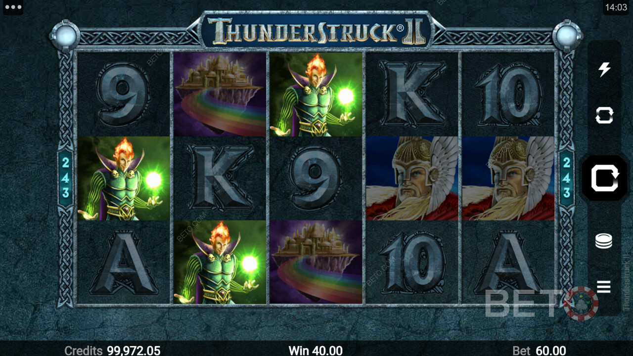 Thunderstruck II:n korkeapalkkaiset kuvasymbolit