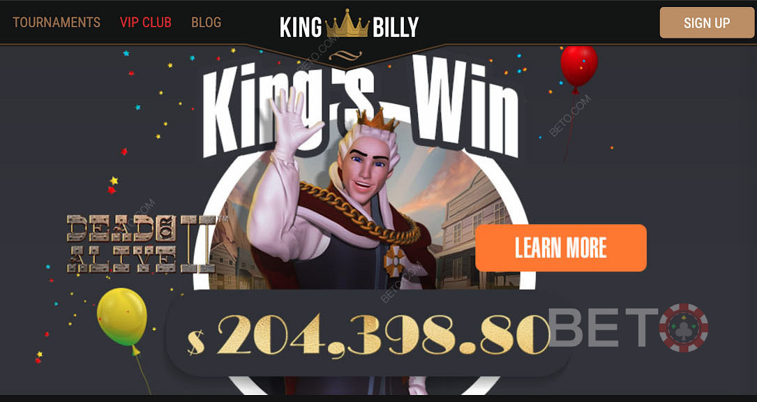 Hanki valtavia voittoja pelaamalla suosittuja kolikkopelejä King Billy Casinolla