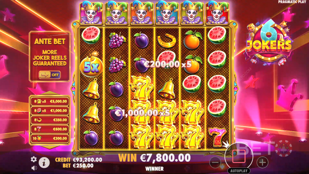Voita 5,000x panoksesi 6 Jokers Online Slotissa!