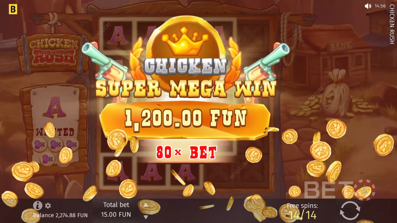 Voita 5000x panoksesi Chicken Rush -videokolikkopelissä!