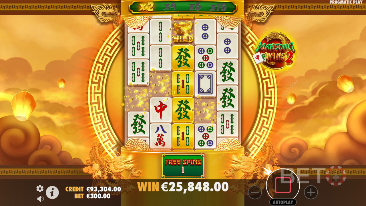 Voita 100,000x panoksesi Mahjong Wins 2 -videokolikkopelissä!