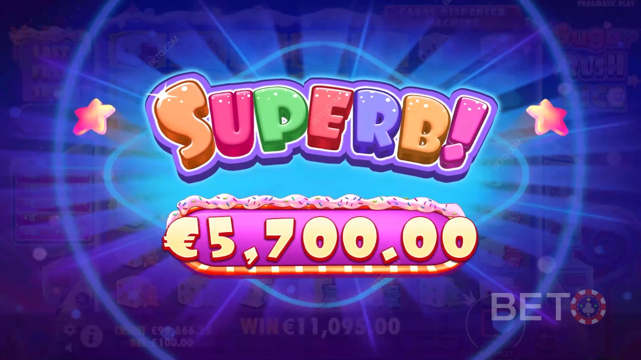 Voita 5000x panoksesi Sugar Rush Dice -videokolikkopelissä!