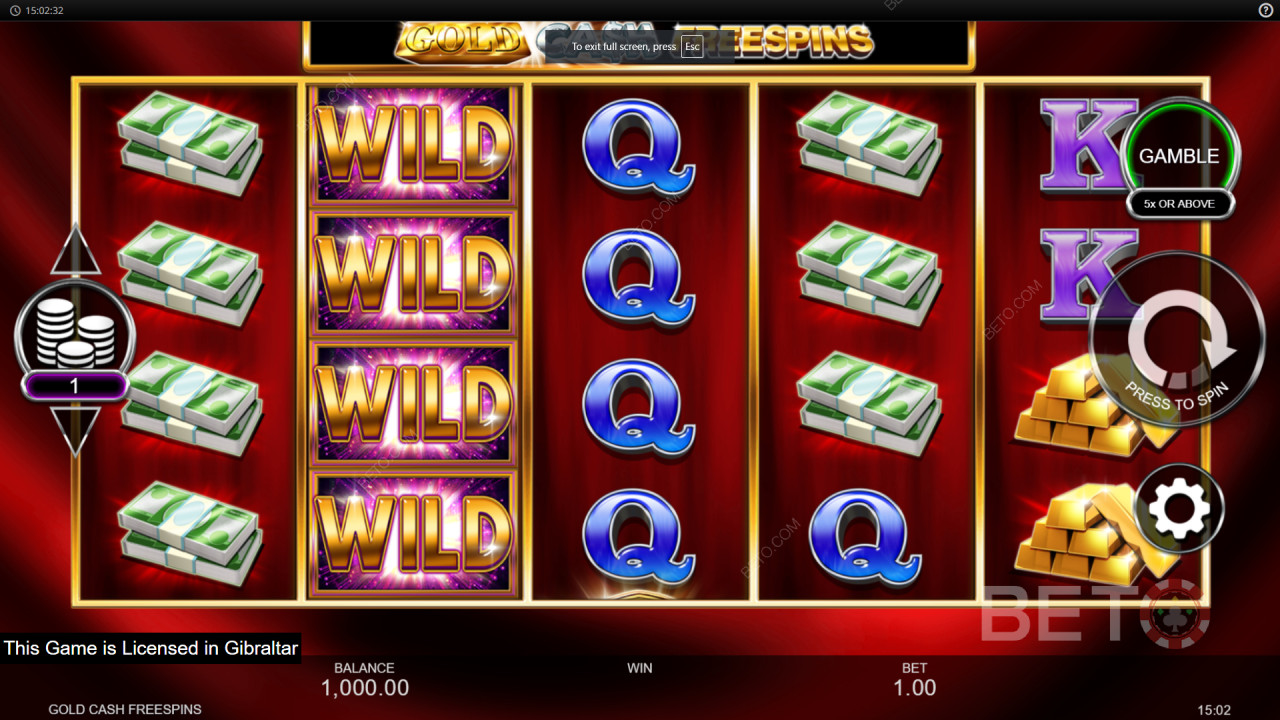 Voita 2,500x panoksesi Gold Cash ilmaiskierroksilla nettikolikkopelissä!