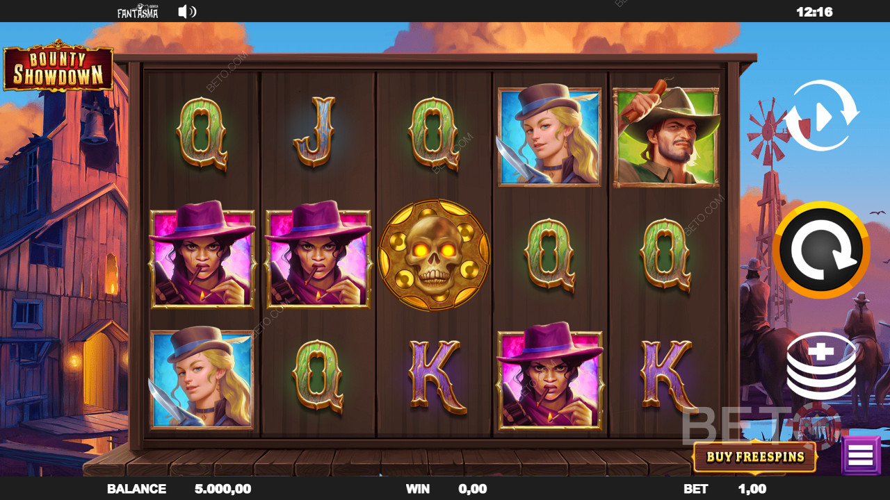 Pelaa Bounty Showdown ja koe cowboy-aiheiset symbolit.
