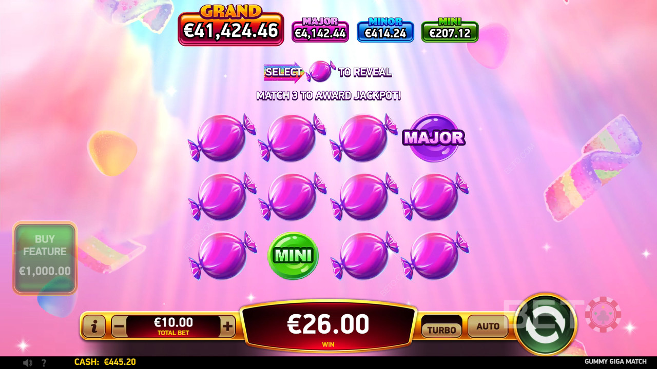 Voita 18,997x panoksesi Gummy Giga Match -kolikkopelissä verkossa!