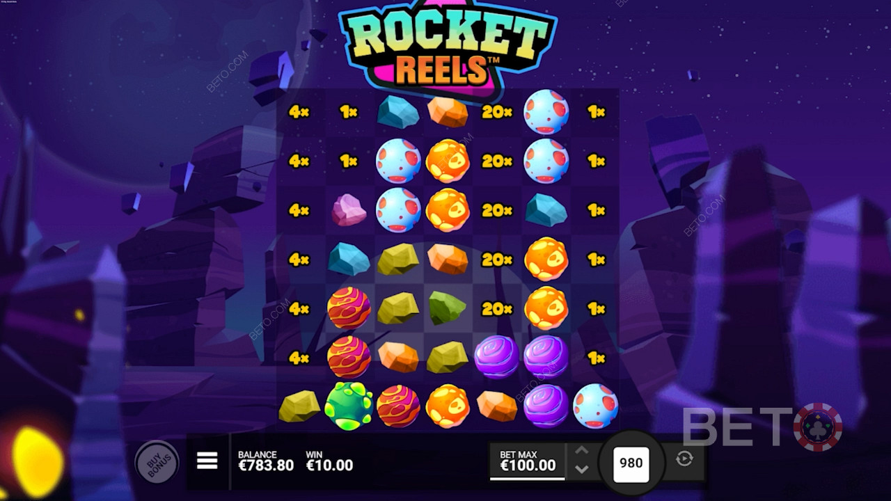 Hyppää raketin kyytiin ja voita jopa 10 000-kertaisia palkintoja Rocket Reels -kolikkopelissä.