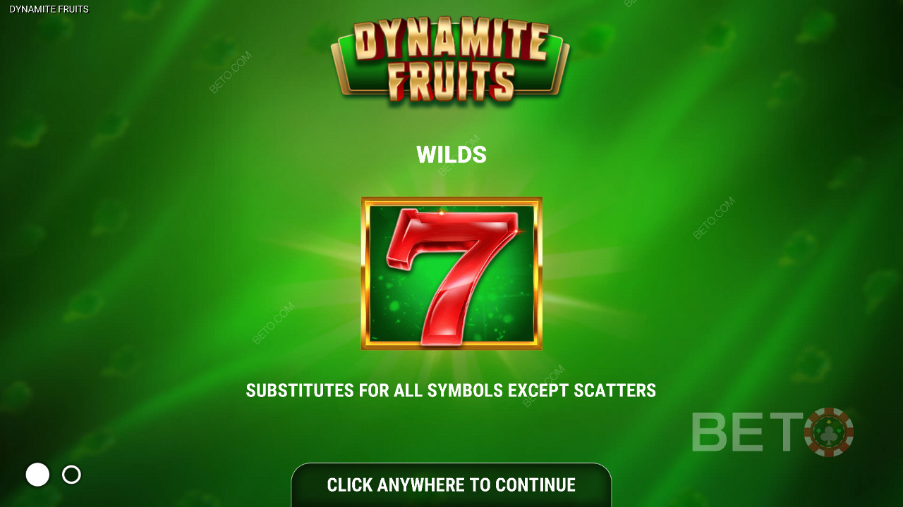 Dynamite Fruits -kolikkopeli - Wild-symbolit - punainen seiska