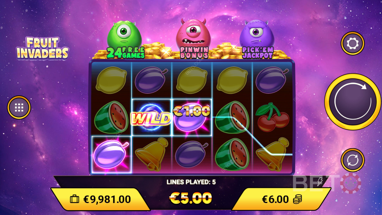 Kuinka pelata Amigo Gamingin Fruit Invadersia