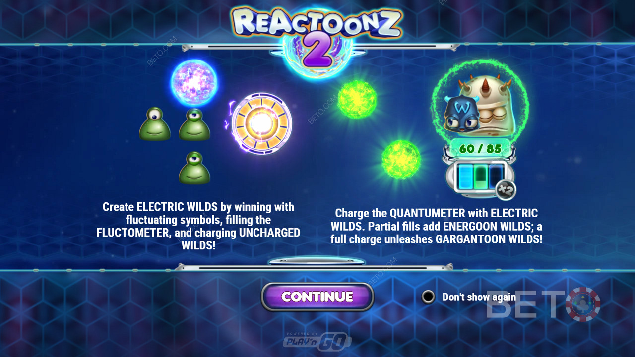 Nauti useista voitoista peräkkäin tehokkaiden wildien ja ominaisuuksien ansiosta - Reactoonz 2 Play n GO:lta.
