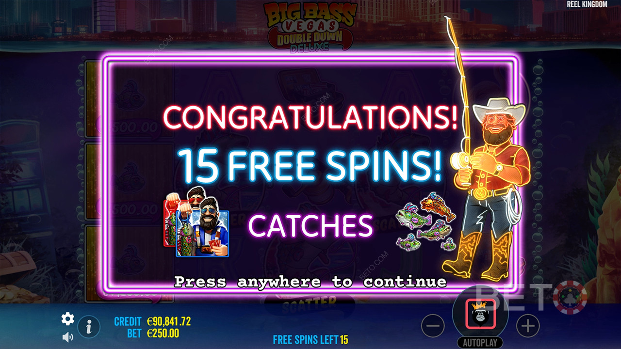 Bonusominaisuudet selitetty Big Bass Vegas Double Down Deluxe -ohjelmassa by Reel Kingdom