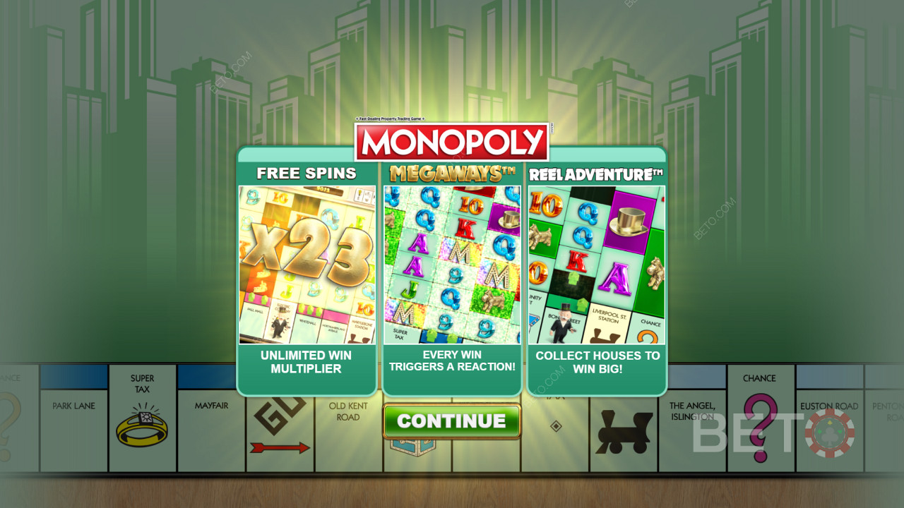 Monopoly Megawaysin aloitusnäyttö