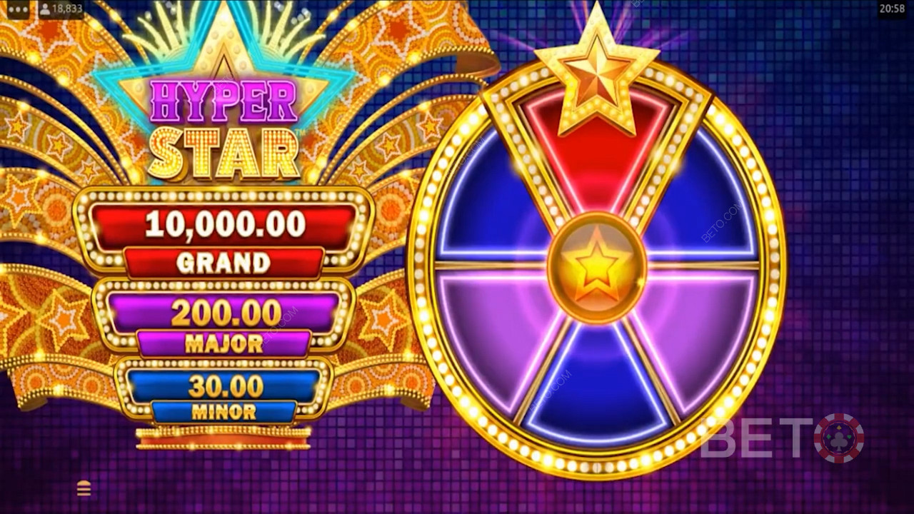 Pelaajat voivat voittaa satunnaisesti 1 kolmesta Jackpot-palkinnosta Jackpot-bonuksen kautta.