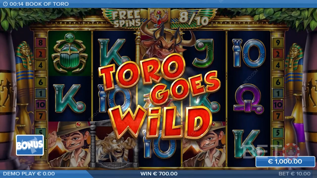 Nauti klassisesta Toro Goes Wild -toiminnosta, joka on nähty muissa Toro-kolikkopeleissä.