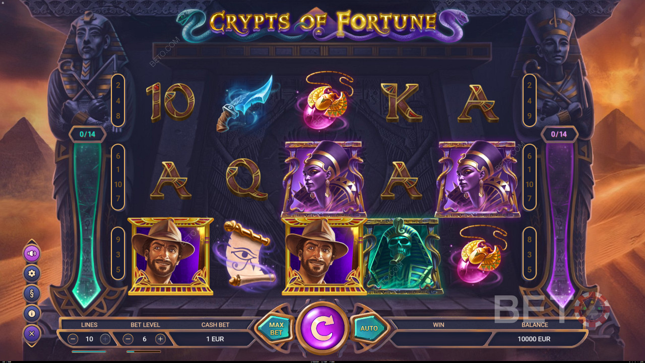 Kerää scatterit aktivoidaksesi ilmaiskierrokset Crypts of Fortune -kolikkopelissä.