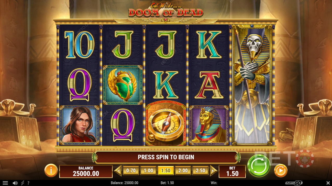 Nauti egyptiläisestä teemasta Cat Wilde and the Doom of Dead -nettikolikkopelissä.