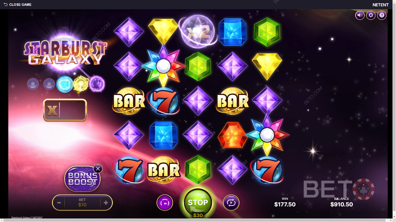 Voita 25,000x panoksesi Starburst Galaxy-kolikkopelissä!