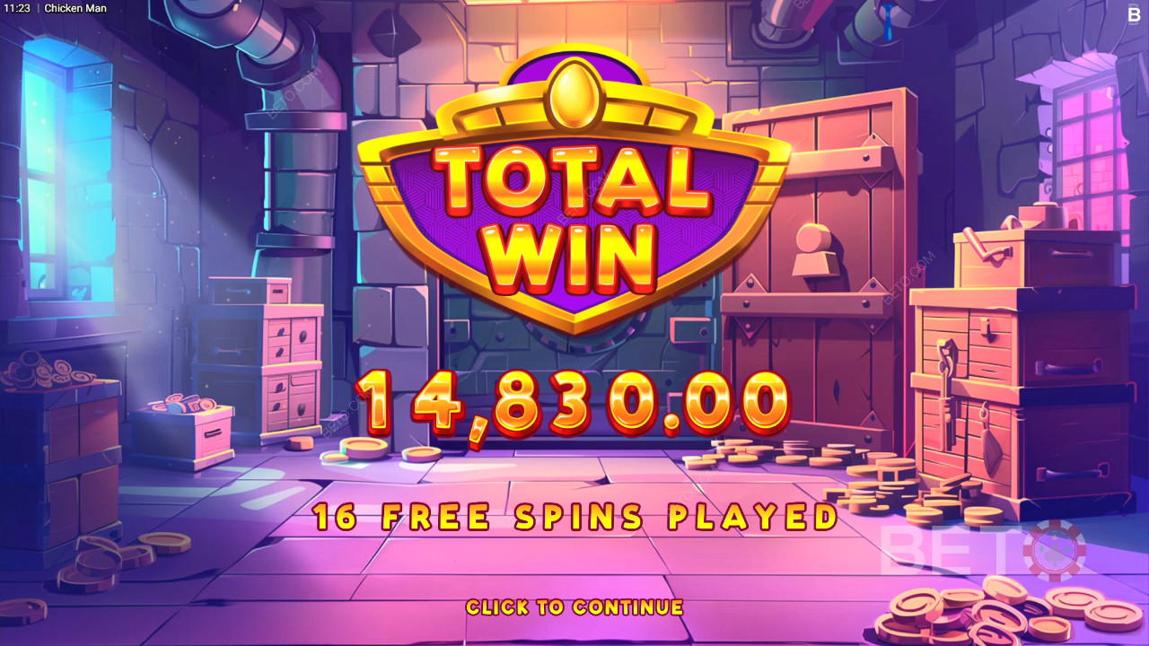 Voita 12,500x panoksesi Chicken Man videokolikkopelissä!