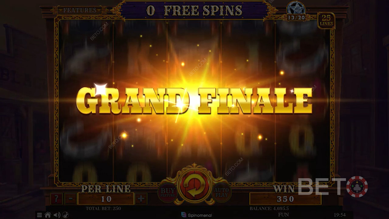 "Grand Finale" aktivoituu viimeisellä ilmaiskierroksella, mikä lisää voittokertoimiasi huomattavasti.