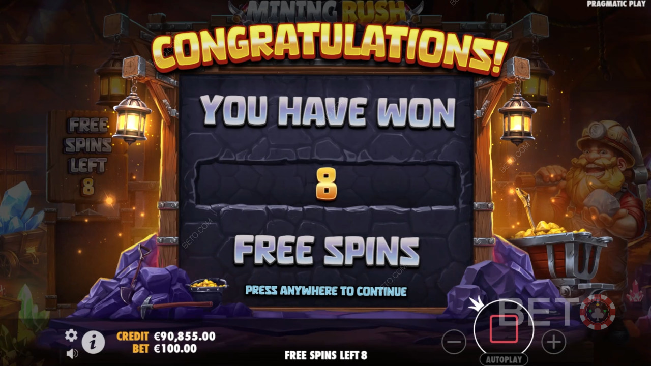 Bonusominaisuudet selitetään Mining Rushissa, jonka on selittänyt Pragmatic Play