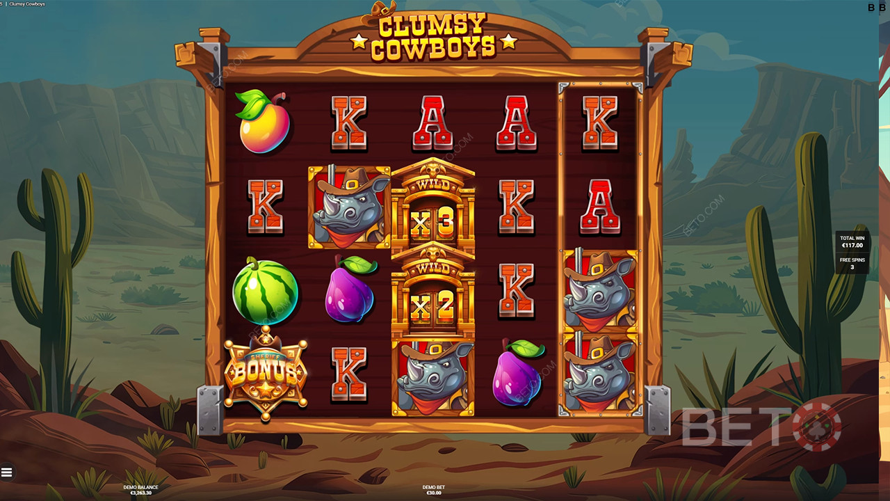 Clumsy Cowboys arvostelu by BETO Slots